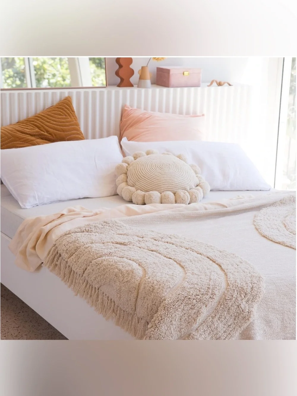 Light Beige Solid Throw Blanket